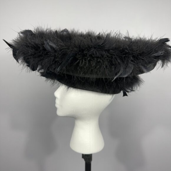 Elegant Black Straw and Feathers hat. main image 5